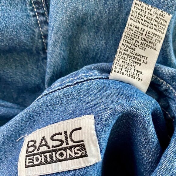 Basic Editions Men's Cotton Denim Long Sleeve Button Down Shirt Large - Picture 9 of 9